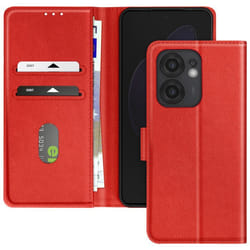 Étui pour smartphone - Oppo - Reno 13 F / 13 FS - Rouge - Portefeuille - Support Vidéo