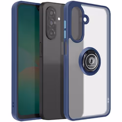 Coque Anneau - Samsung - Galaxy A26 - Antichoc - Bague Magnétique - Dos Translucide Bleu Nuit