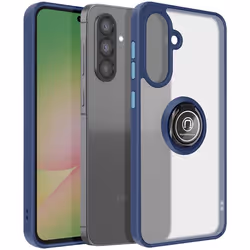 Coque Anneau - Samsung Galaxy A56 - Antichoc - Bague Magnétique - Dos Translucide Bleu Nuit