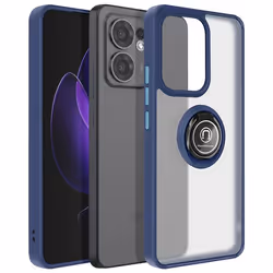 Coque Anneau - Oppo - Reno 13 F / 13 FS - Antichoc - Bague Magnétique - Dos Translucide Bleu Nuit