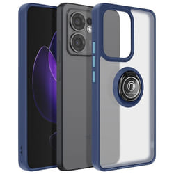 Coque Anneau - Oppo - Reno 13 F / 13 FS - Antichoc - Bague Magnétique - Dos Translucide Bleu Nuit