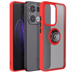 Coque Anneau - Oppo - Reno 13 Pro - Rouge - Antichoc - Dos Translucide