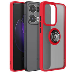 Coque Anneau - Oppo - Reno 13 Pro - Rouge - Antichoc - Dos Translucide