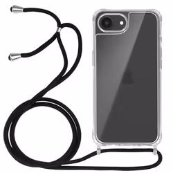 Coque pour iPhone 16e - MARQUE - Silicone Antichoc - Cordon Amovible - Transparent - Souple