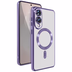 Coque MagSafe - Samsung - Galaxy S25 Edge - Silicone Gel Flexible - Contour Chromé Violet - Protection Intégrale