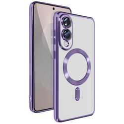 Coque MagSafe - Samsung - Galaxy S25 Edge - Silicone Gel Flexible - Contour Chromé Violet - Protection Intégrale