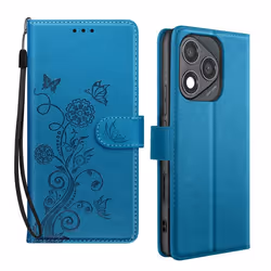 Étui Fleur Papillon - Honor - 400 Lite - Bleu - Portefeuille - Dragonne incluse