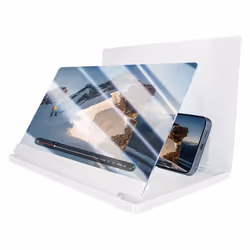 Amplificateur dÉcran - Blanc - 12 pouces - Lentille HD - Anti-lumière bleue - Compatible tous smartphones