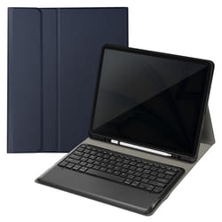 Clavier QWERTY Bluetooth pour iPad Pro 12.9 et Air 13 avec Étui Clapet Bleu Nuit