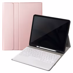 Clavier QWERTY Bluetooth pour iPad Pro 12.9 et Air 13 avec Étui Clapet Rose Champagne