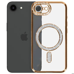 Coque Magsafe - Diamant - iPhone 16e - Strass Dorée - Résistante - Compatible MagSafe