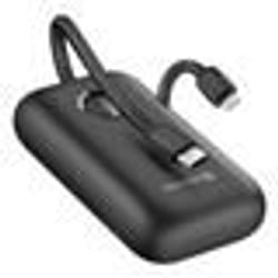 Batterie Externe 10000mAh Câbles USB-C et Lightning intégrés Écran LED Swissten Noir