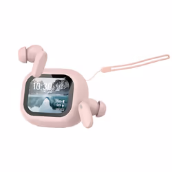 Écouteurs TWS Bluetooth 5.4 avec Écran LCD Braga Réduction de Bruit ANC Rose