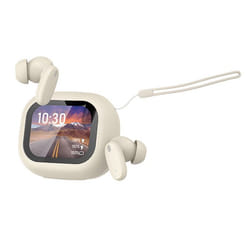 Écouteurs TWS Bluetooth 5.4 avec Écran LCD Braga Réduction de Bruit ANC Beige