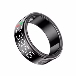 Bague Connectée Diana avec Écrin Cristallin Suivi Santé Écran LED taille M Noir