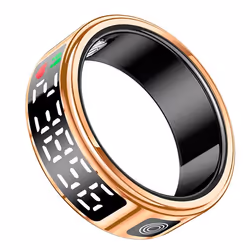 Bague Connectée - Diana - Écrin Cristallin - Suivi Santé - Écran LED - Taille S Dorée