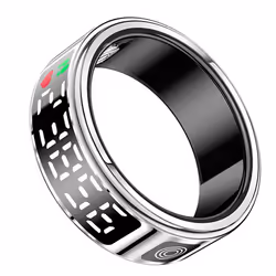 Bague Connectée Diana avec Écrin Cristallin Suivi Santé Écran LED taille L Argent
