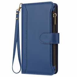 Étui Portefeuille Oppo A5 Pro Dragonne amovible Fermeture magnétique Bleu
