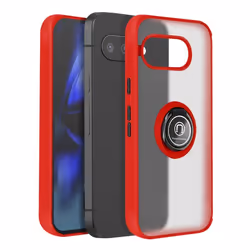 Coque pour Google Pixel 9a Bague Magnétique Dos Translucide Rouge