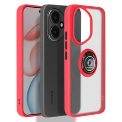 Coque pour Honor 400 Bague Magnétique Dos Translucide Rouge