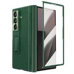Coque Intégrale pour Samsung Galaxy Z Fold 7 avec Verre trempé et Béquille Vert
