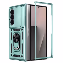 Coque pour Samsung Galaxy Z Fold 7 avec Support Bague et Cache Caméra Vert pâle