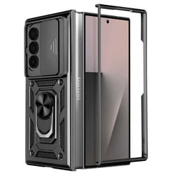 Coque pour Samsung Galaxy Z Fold 7 avec Support Bague et Cache Caméra Noir
