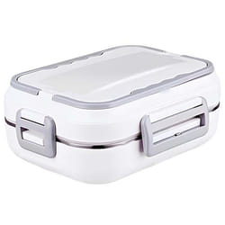 Chauffe-repas électrique portable - AVIZAR - 15 L - Plateau inox 3 compartiments - 40 W - Poignée intégrée