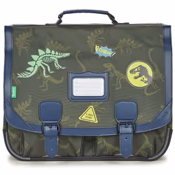 Cartable scolaire - Tanns - Timothée - 41cm - Kaki - Dinosaures phosphorescents