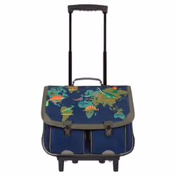 Cartable à roulettes - Tanns - Marius - Bleu - 38cm - 2 boucles - Bouteilles recyclées