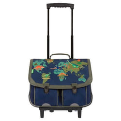 Cartable à roulettes - Tanns - Marius - Bleu - 38cm - 2 boucles - Bouteilles recyclées
