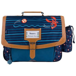 Cartable - TANNS - Titouan - Bleu - 38 x 31 x 15 cm - Matière recyclée - Poche gourde amovible