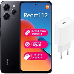 XIAOMI Redmi 12 128Go 4G Noir + MI 20W chargeur blanc