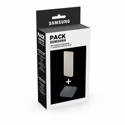 Présentation du Pack Ce pack comprend une batterie externe Samsung de 10000 mAh en beige et un chargeur sans fil rapide en no ...