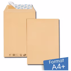 Format 260 x 330 mm type 24 idéal pour documents A4/A4+ Pochette = ouverture petit côté - Kraft brun 90 g/m² - Patte de ferme ...