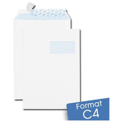 Enveloppebulle - Lot de 250 Enveloppes blanches C4 auto-adhésives à fenêtre