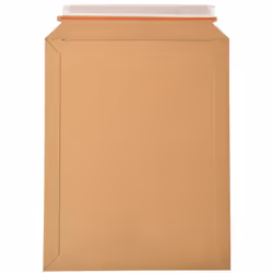 Pochette en carton plat qualité 450 g/m² - Couleur marron. - Excellente finition. - Rabat de fermeture autoadhésif avec bande ...