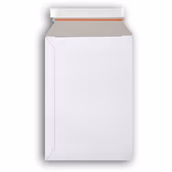 Pochette en carton plat qualité 450 g/m² - Couleur blanche. - Excellente finition. - Rabat de fermeture autoadhésif avec band ...