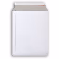 Pochette en carton plat qualité 450 g/m² - Couleur blanche. - Excellente finition. - Rabat de fermeture autoadhésif avec band ...