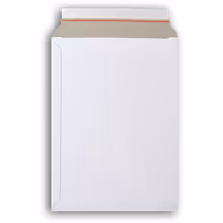 Pochette en carton plat qualité 450 g/m² - Couleur blanche. - Excellente finition. - Rabat de fermeture autoadhésif avec band ...
