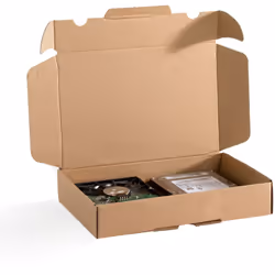 Boîte carton avec couvercle charnière et languette d'ouverture. - Qualité simple cannelure. - Bonne finition avec extérieur é ...