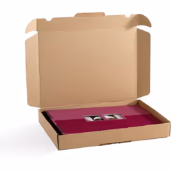 Boîte carton avec couvercle charnière et languette d'ouverture. - Qualité simple cannelure. - Bonne finition avec extérieur é ...
