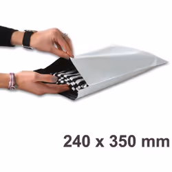 Enveloppes (pochettes) 100% en plastique OPAQUES, IMPERMEABLES et difficilement déchirables Intérieur NOIR / extérieur BLANC  ...