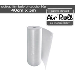 Enveloppebulle - Lot de 6 rouleaux de film bulle d'air bi-couche 80 microns 40cm x 5m