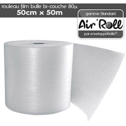 Enveloppebulle - Lot de 6 rouleaux de film bulle d'air bi-couche 80 microns 50cm x 50m