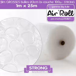 - Film bulles d'air polyéthylène bi-couche 100 microns - Bulles de diamètre 30 mm , d'épaisseur 12 mm - Longueur 25 m - Large ...