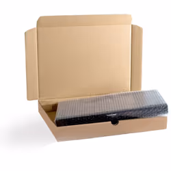 Boîte carton avec couvercle charnière type boîte à pizza - Qualité simple cannelure. - Bonne finition avec extérieur écru (ma ...