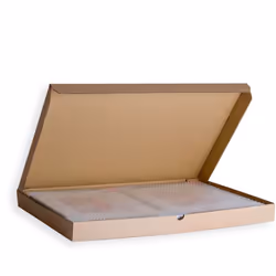 Boîte carton avec couvercle charnière type boîte à pizza - Qualité simple cannelure. - Bonne finition avec extérieur écru (ma ...