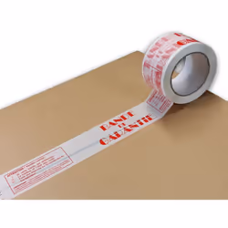 Impression en continu du texte rouge sur fond blanc : BANDE DE GARANTIE Qualité STANDARD : film polypropylène 28 microns - Co ...
