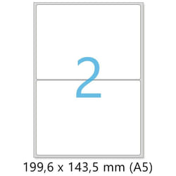Lot de 10 Planches A4 de 2 étiquettes autocollantes A5 format 199,6 x 143,5 mm